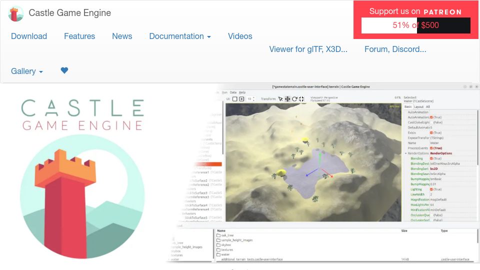 Screenshot of castle-engine.io: Castle Engine – Free open-source cross-platform 3D/2D game engine using Pascal