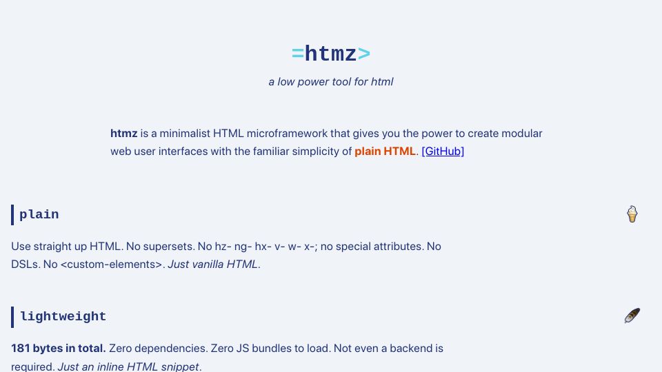 Screenshot of leanrada.com: Show HN: htmz – a low power tool for HTML