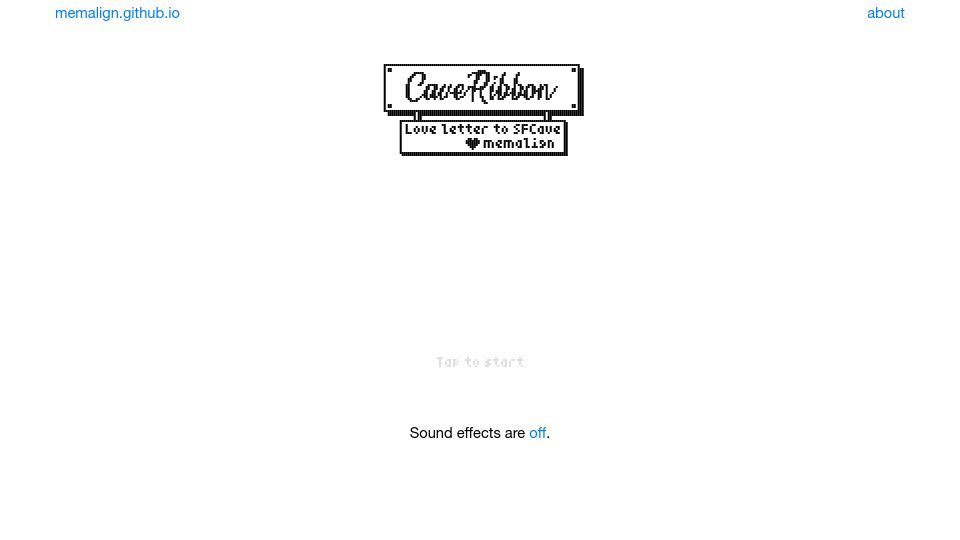 Screenshot of memalign.github.io: Show HN: CaveRibbon (SFCave Remake)
