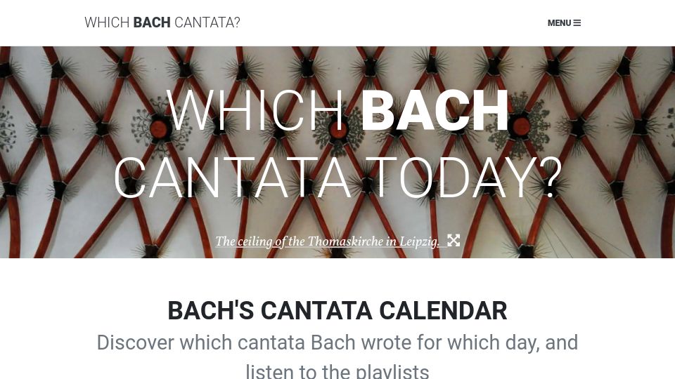 Screenshot of whichbachcantata.be: Bach’s Cantata Calendar