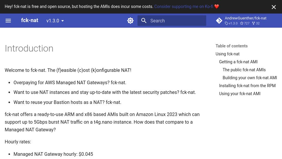 Screenshot of fck-nat.dev: Fck-nat: The (f)easible (C)ost (k)onfigurable NAT