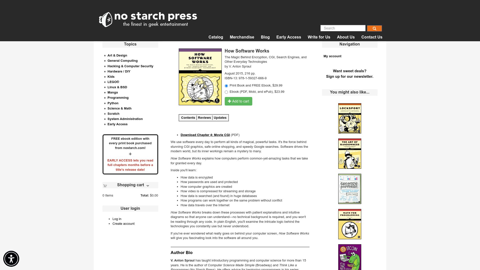 Screenshot of nostarch.com: How Software Works (2015)