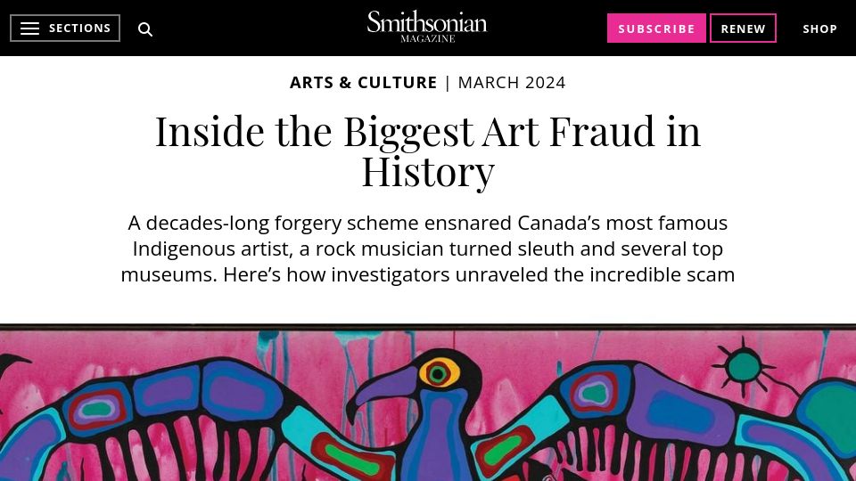 Screenshot of smithsonianmag.com: A decades-long art forgery scheme