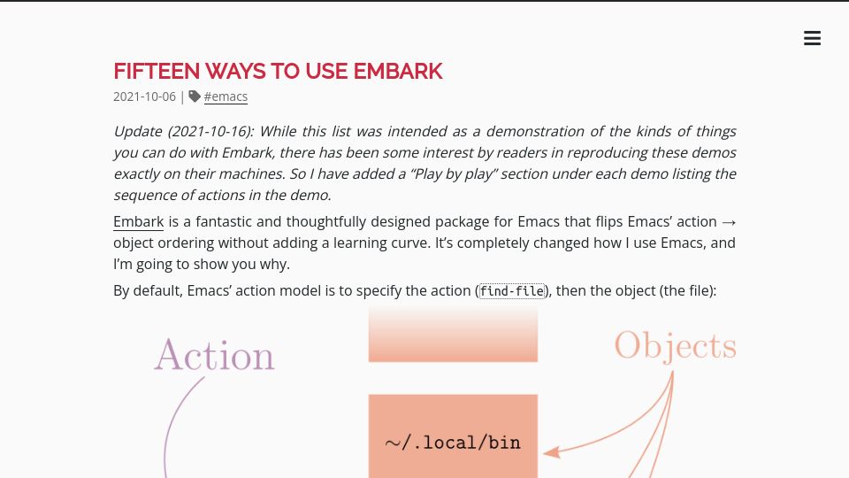 Screenshot of karthinks.com: Ways to use Embark (2021)