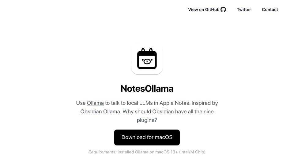 Screenshot of smallest.app: Show HN: NotesOllama – I added local LLM support to Apple Notes (through Ollama)