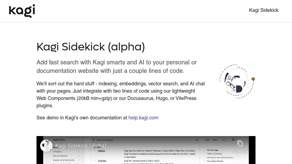 Screenshot of sidekick.kagi.com: Kagi Sidekick (alpha)