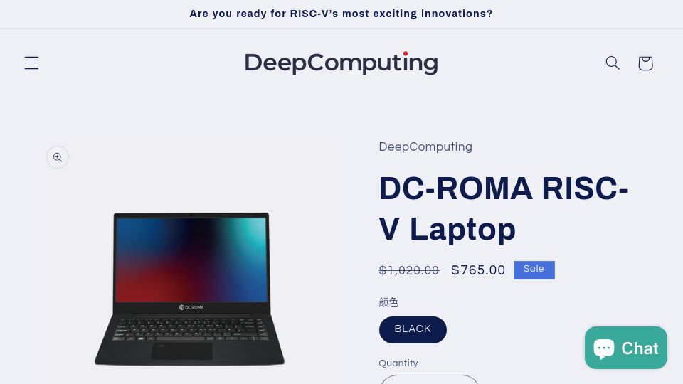 Screenshot of store.deepcomputing.io: DeepComputing ROMA RISC-V Laptop