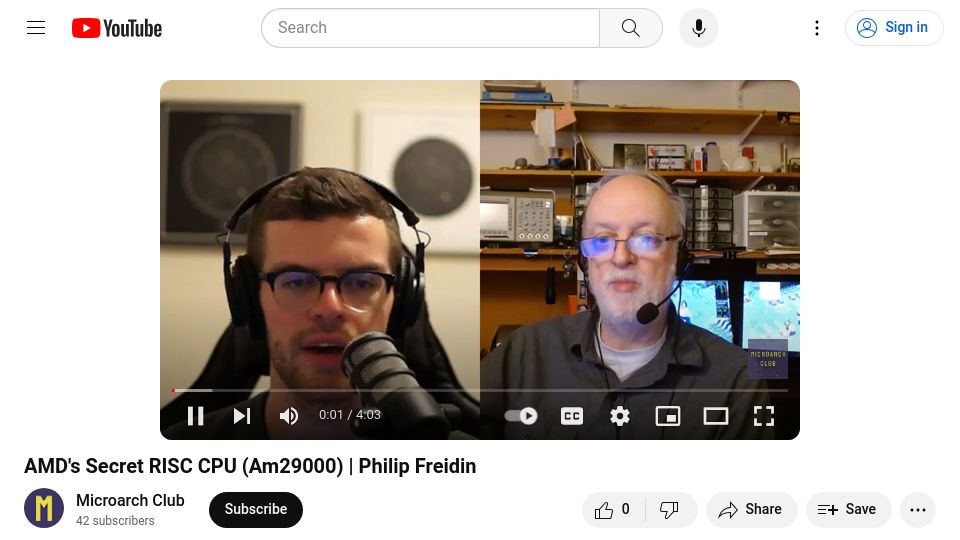 Screenshot of youtube.com: AMD's RISC CPU
