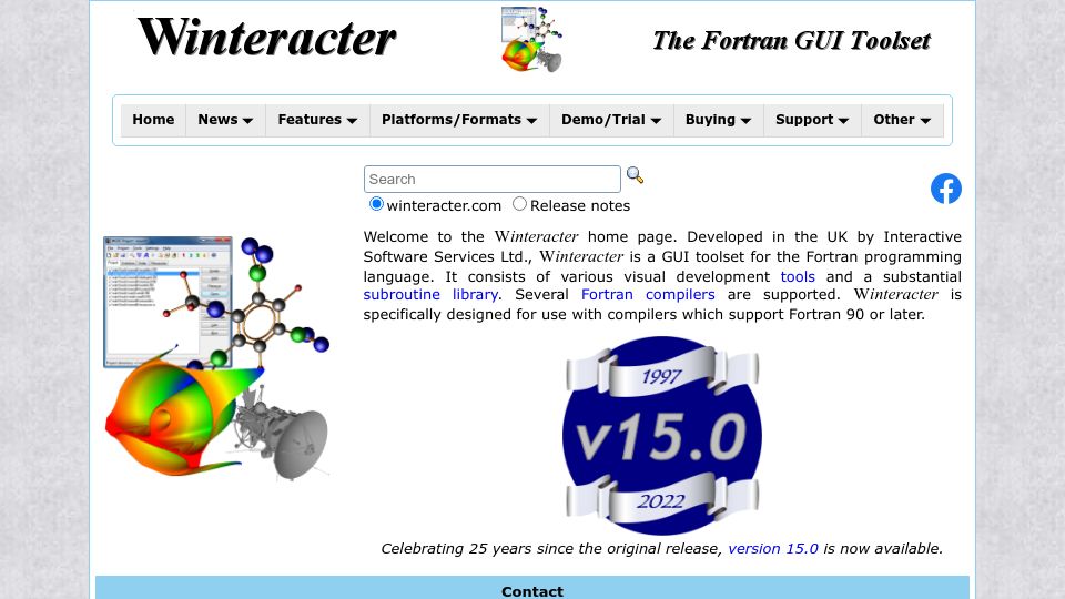 Screenshot of winteracter.com: Winteracter – The Fortran GUI Toolset