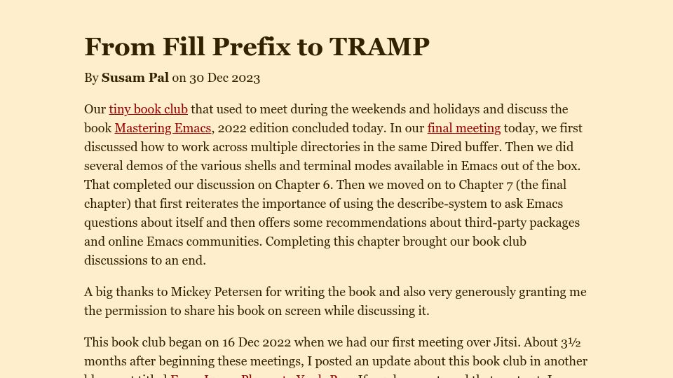 Screenshot of susam.net: From Fill Prefix to TRAMP