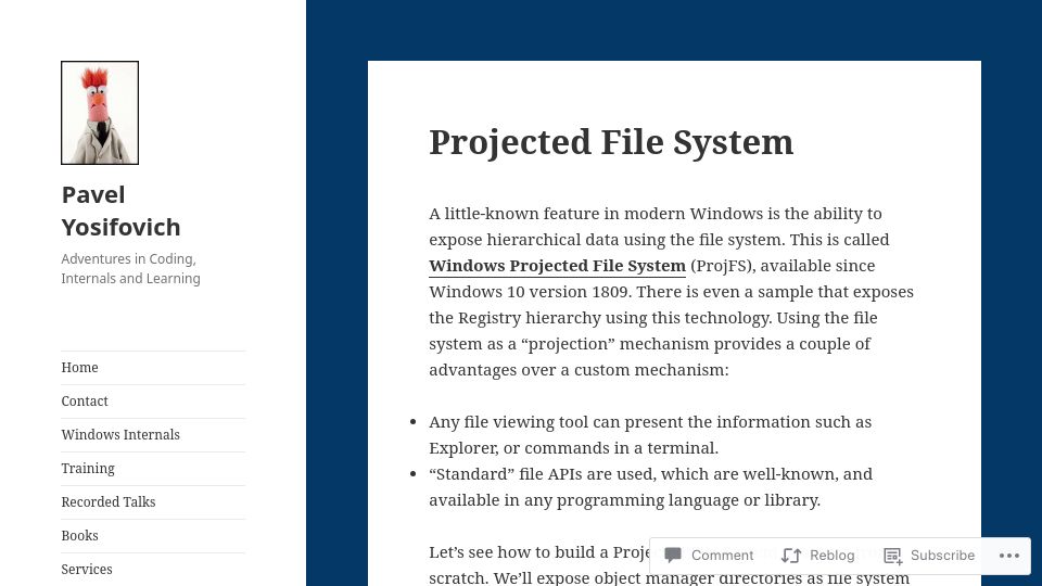 Screenshot of scorpiosoftware.net: Projected File System
