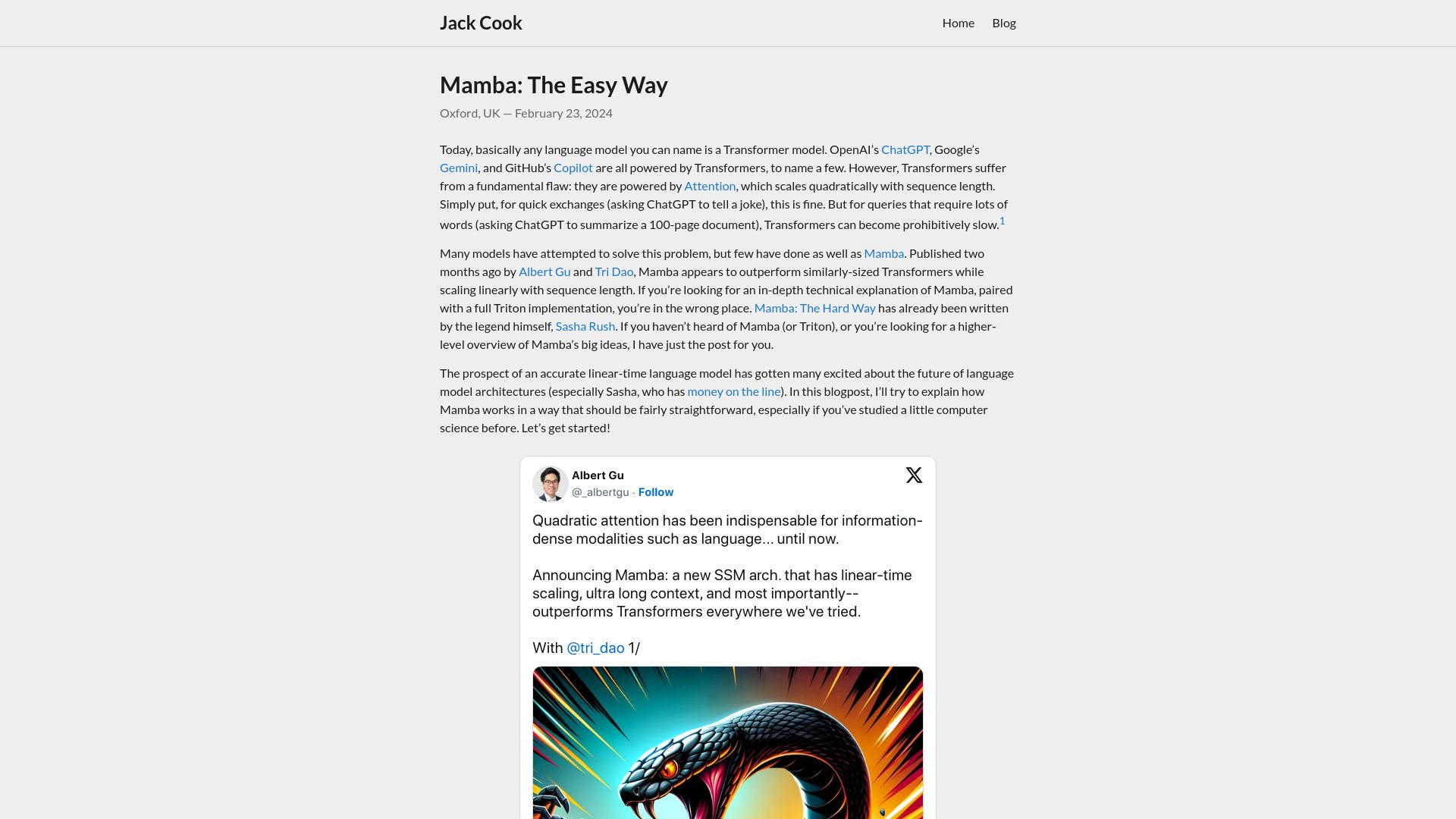 Screenshot of jackcook.com: Mamba: The Easy Way