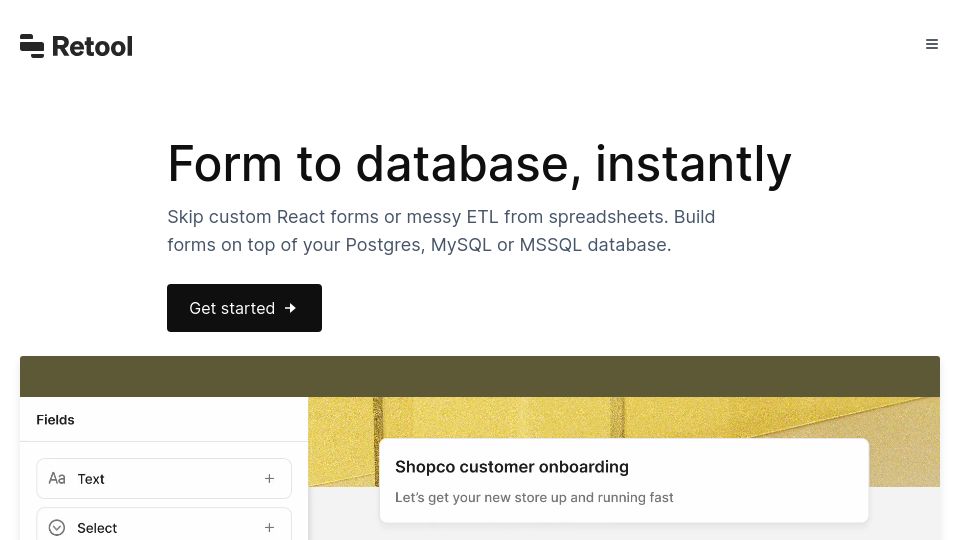 Screenshot of formtodb.com: Form to DB
