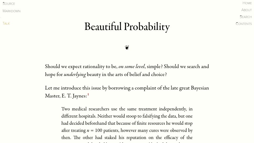 Screenshot of readthesequences.com: Beautiful Probability