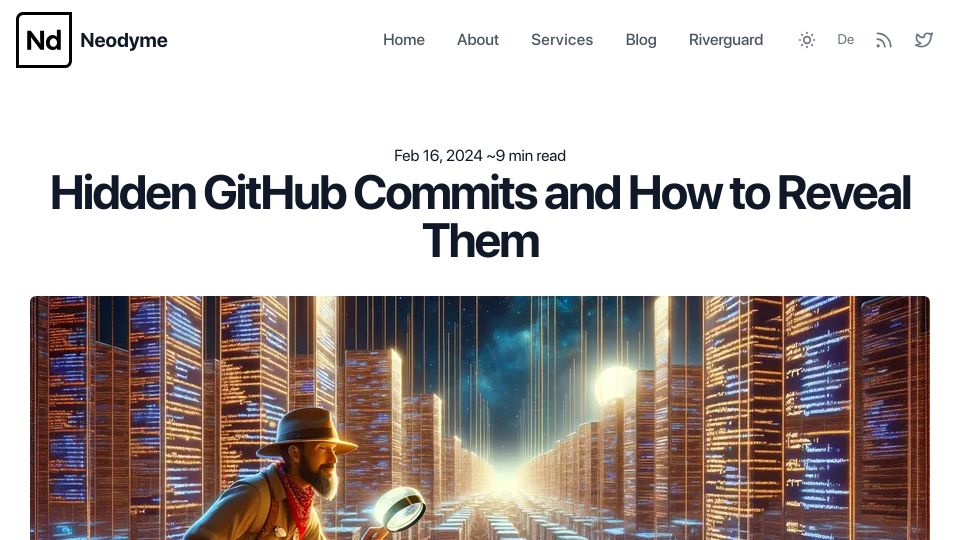 Screenshot of neodyme.io: Hidden GitHub commits and how to reveal them