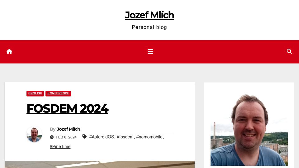 Screenshot of blog.mlich.cz: FOSDEM 2024: PineTime Talk