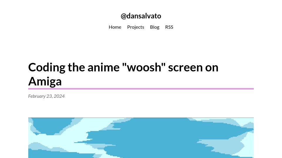 Screenshot of dansalva.to: Coding the anime "woosh" screen on Amiga