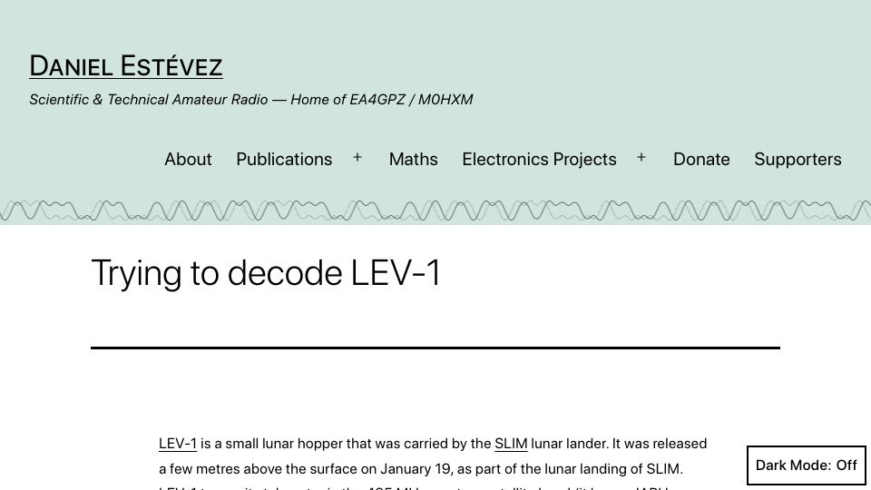 Screenshot of destevez.net: Trying to Decode Lev-1