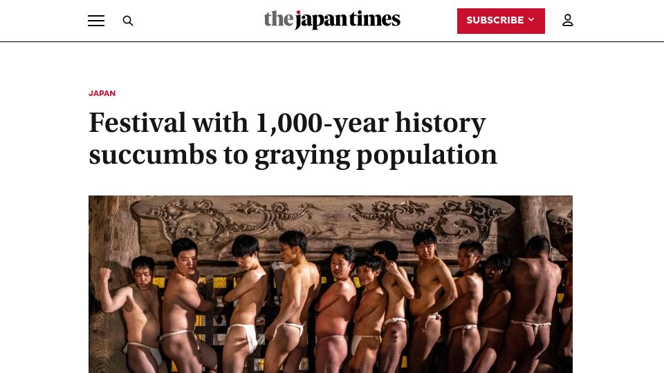 Screenshot of japantimes.co.jp: Festival with 1k-year history ends in northeastern Japan