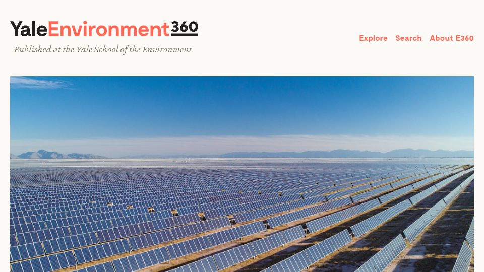 Screenshot of e360.yale.edu: As solar panels age out, recyclers hope to cash in