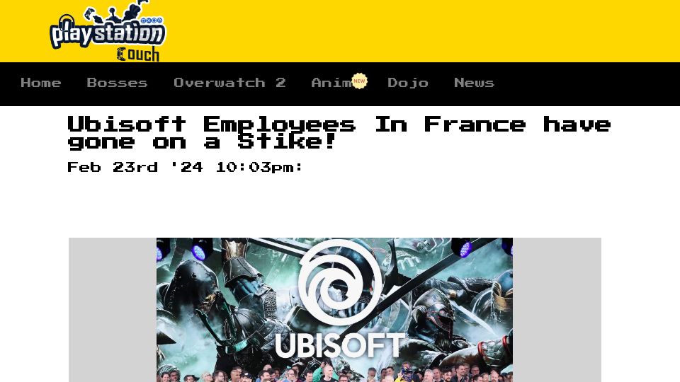 Screenshot of playstationcouch.com: Ubisoft Employees In France have gone on a Stike