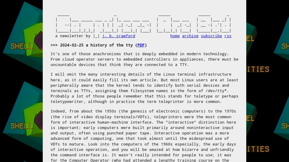 Screenshot of computer.rip: A History of the TTY