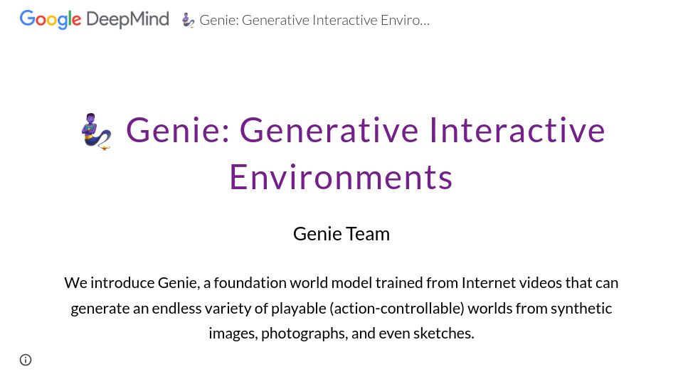 Screenshot of sites.google.com: Genie: Generative Interactive Environments