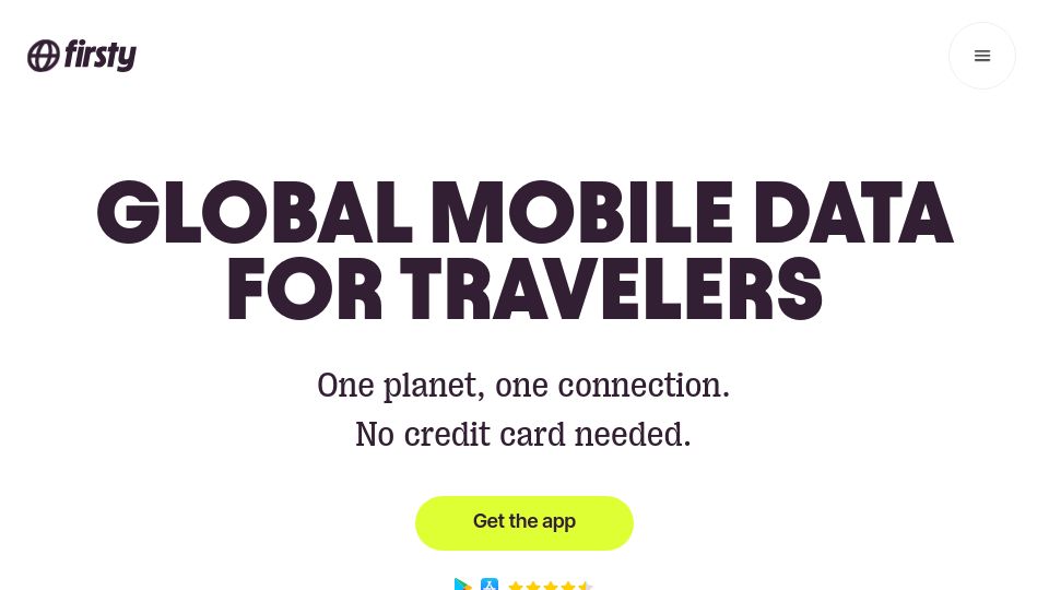 Screenshot of firsty.app: Firsty.app – free 300kbit/s eSIM for US/EU