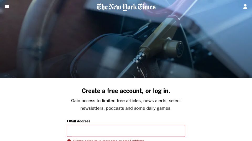 Screenshot of nytimes.com: For Car Thieves, Toronto Is a 'Candy Store,' and Drivers Are Fed Up
