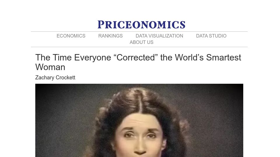 Screenshot of priceonomics.com: Marilyn vos Savant and the Monty Hall Problem (2015)