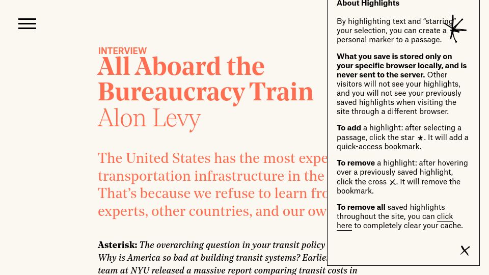 Screenshot of asteriskmag.com: All Aboard the Bureaucracy Train