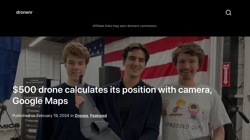 Screenshot of twitter.com: A drone that calculates coordinates using a camera and Google Maps