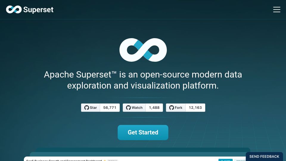 Screenshot of superset.apache.org: Apache Superset