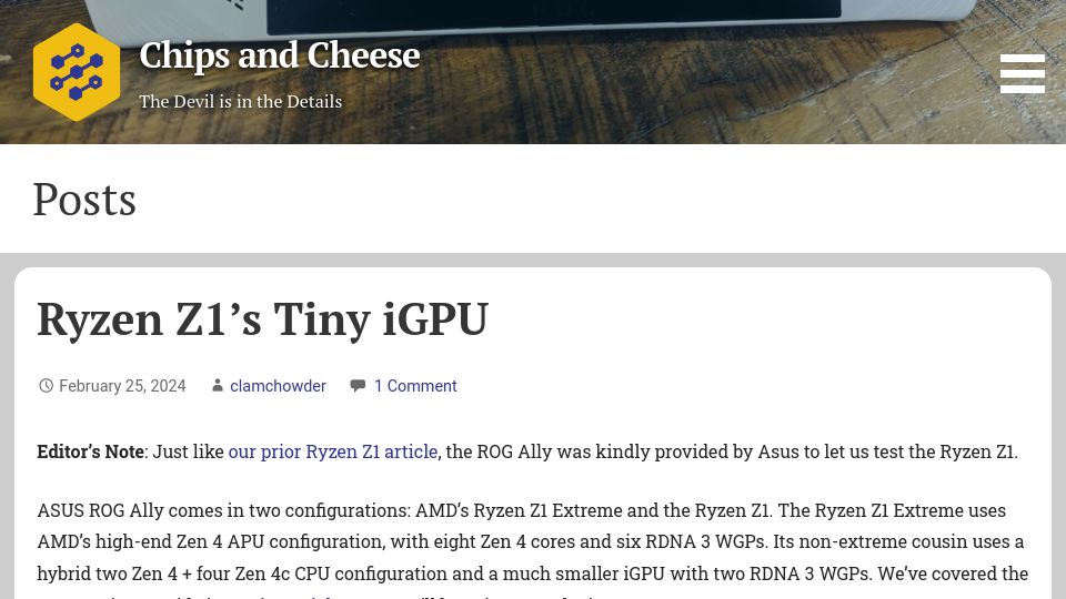 Screenshot of chipsandcheese.com: Ryzen Z1's Tiny iGPU