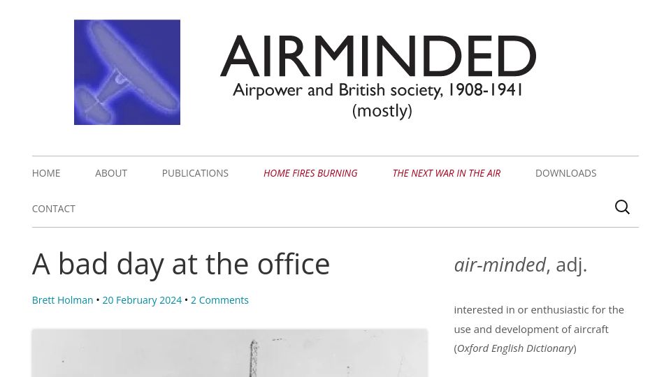Screenshot of airminded.org: A bad day at the office