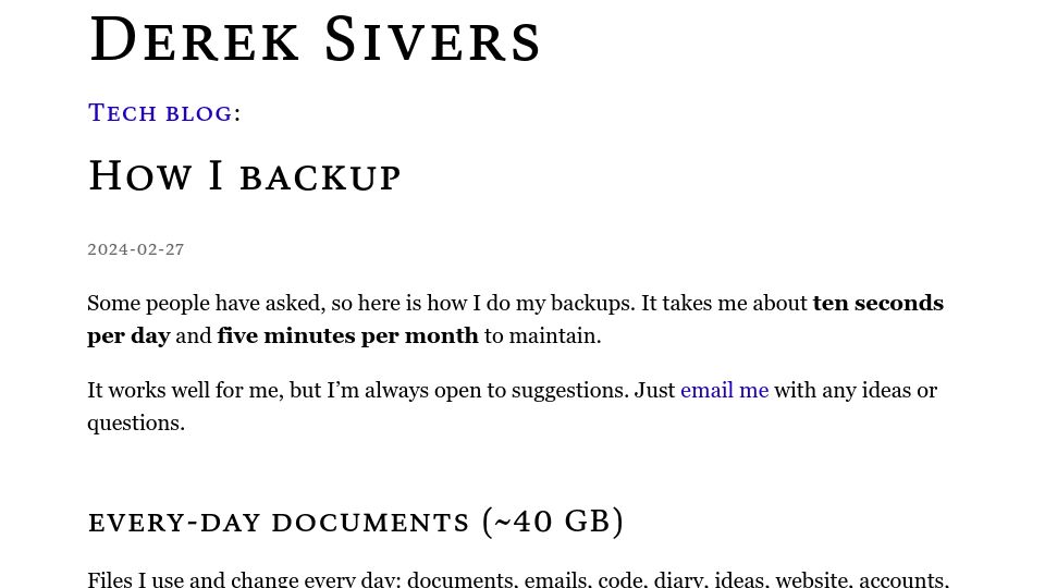 Screenshot of sive.rs: How I Backup