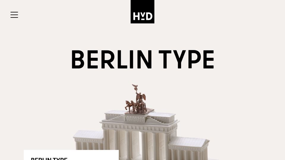 Screenshot of hvdfonts.com: Berlin TYPE: The official type for the city of Berlin (2020)