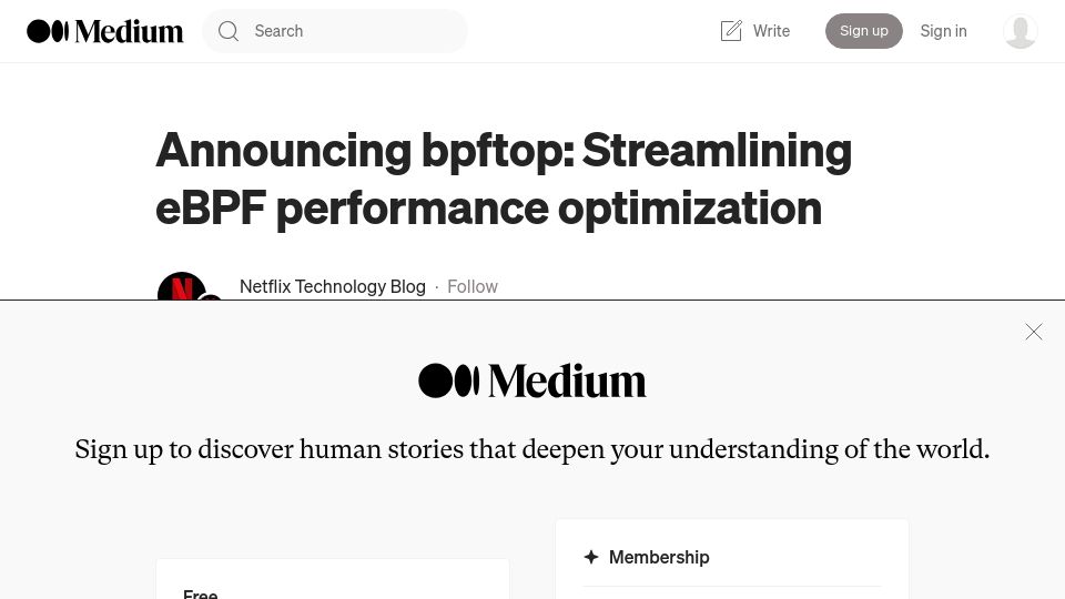 Screenshot of netflixtechblog.com: Bpftop: Streamlining eBPF performance optimization