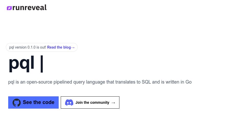 Screenshot of pql.dev: Pql, a pipelined query language that compiles to SQL