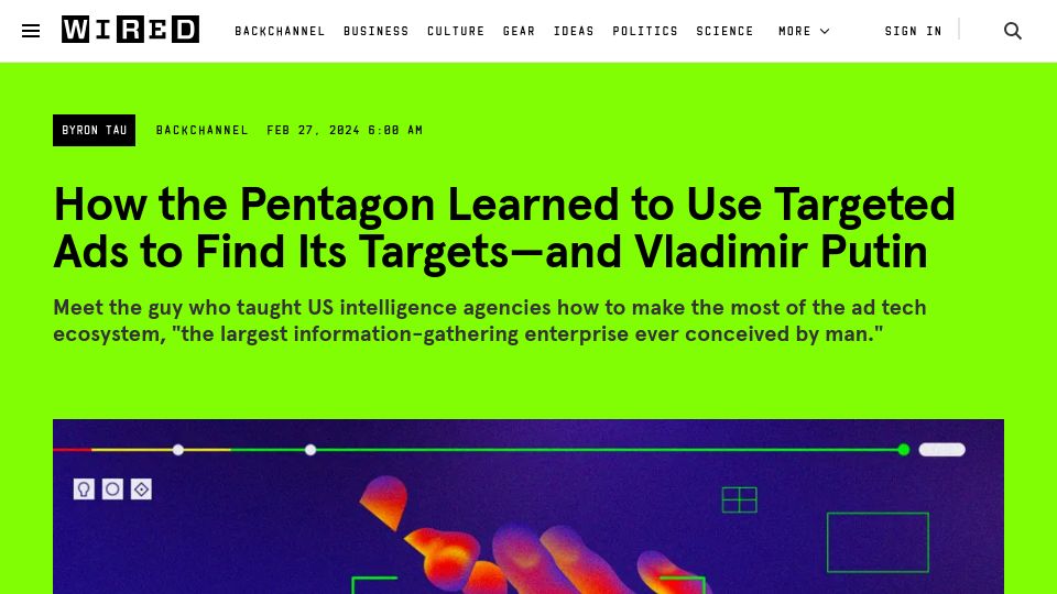 Screenshot of wired.com: How The Pentagon learned to use targeted ads to find its targets