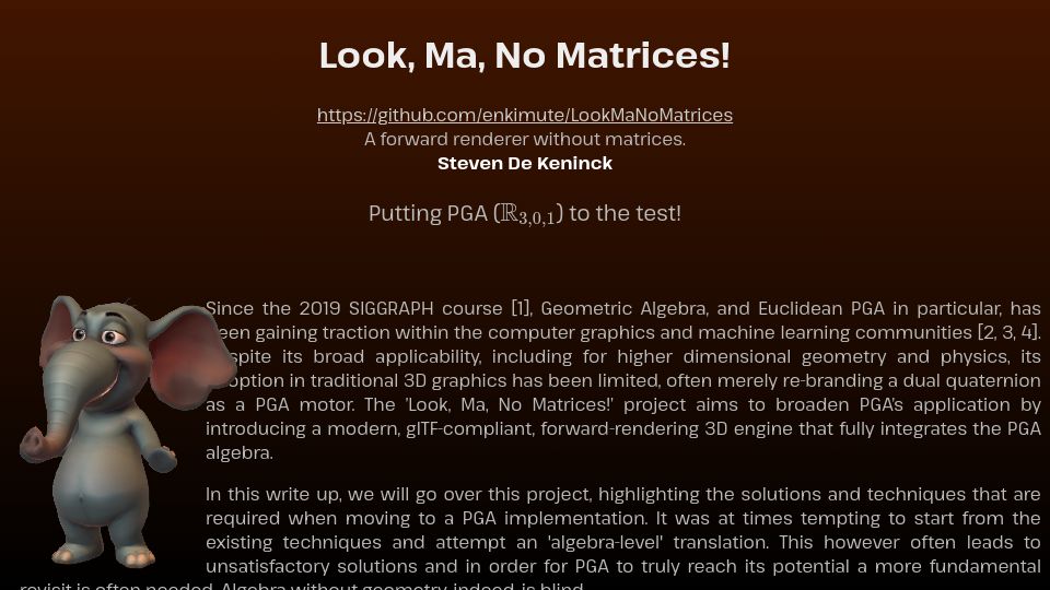 Screenshot of enkimute.github.io: Look, ma, no matrices