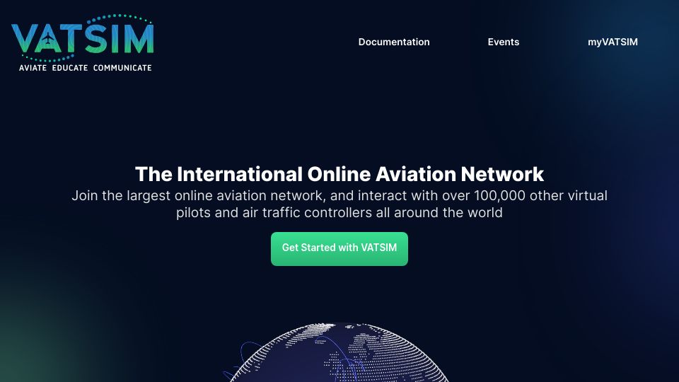 Screenshot of vatsim.net: VATSIM: The International Online Aviation Network