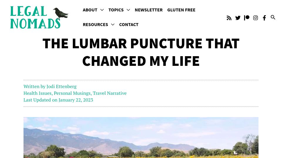 Screenshot of legalnomads.com: The lumbar puncture that changed my life