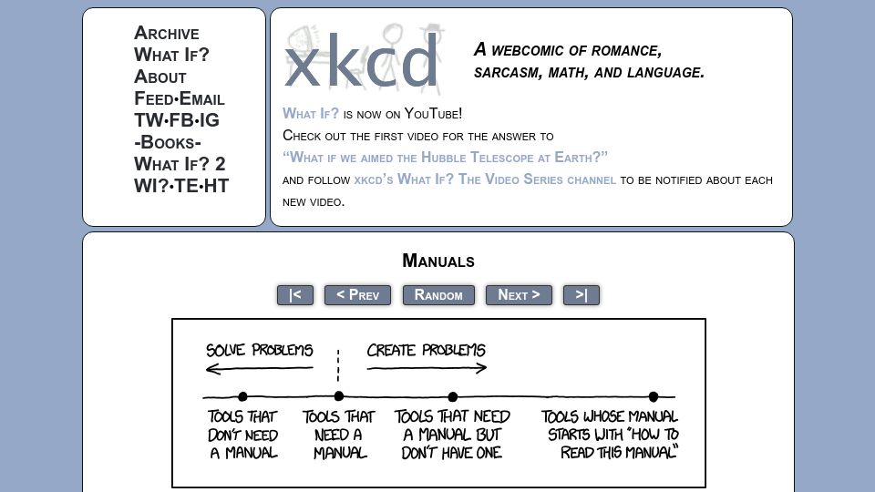Screenshot of xkcd.com: Manuals