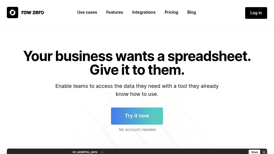Screenshot of rowzero.io: Show HN: We built the fastest spreadsheet