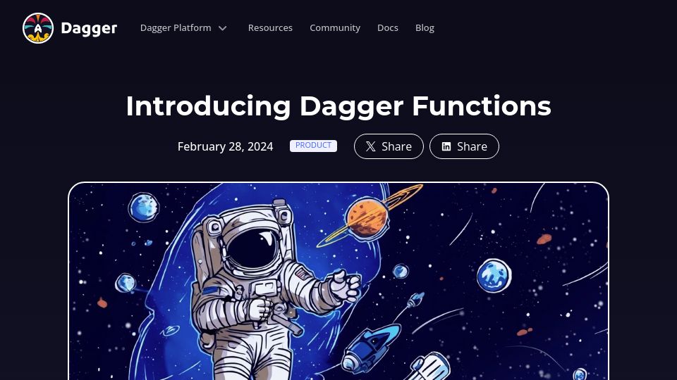 Screenshot of dagger.io: Dagger Functions