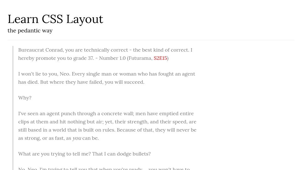 Screenshot of book.mixu.net: Learn CSS layout the pedantic way (2015)