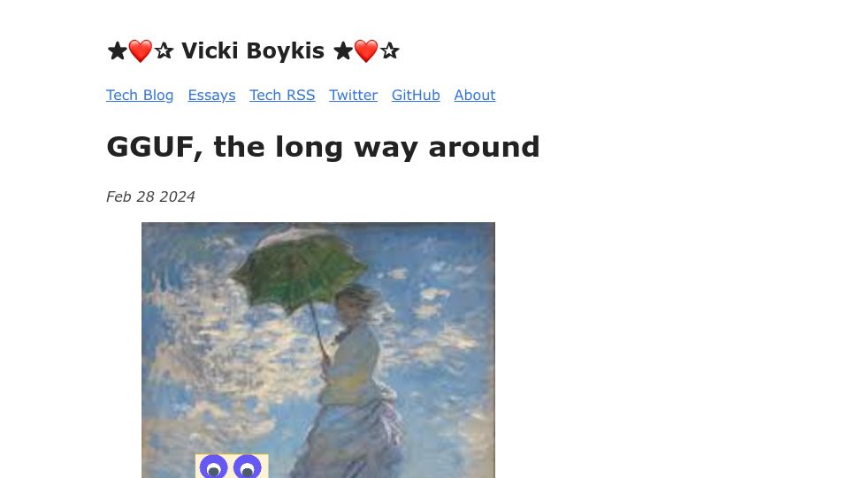 Screenshot of vickiboykis.com: GGUF, the Long Way Around