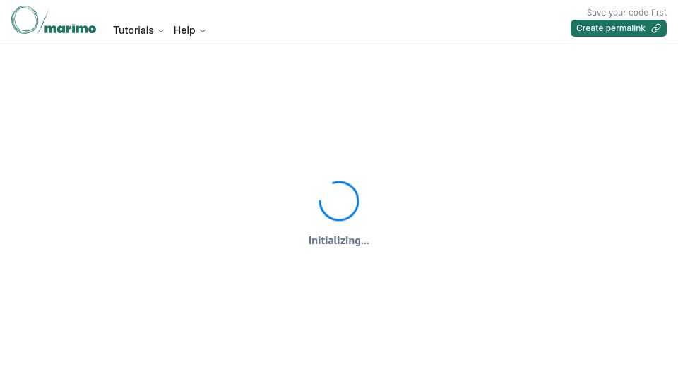 Screenshot of marimo.app: Show HN: Marimo – open-source reactive Python notebook – running in WASM