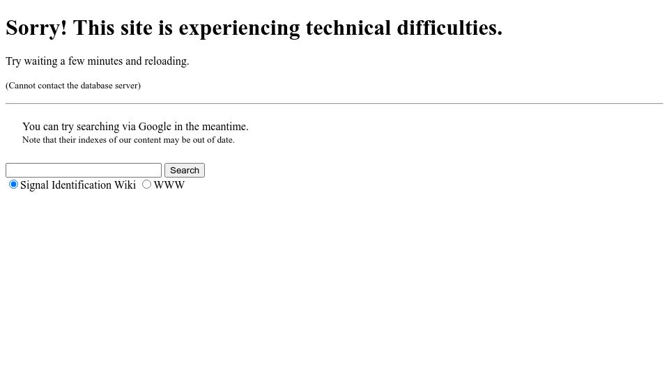 Screenshot of sigidwiki.com: All Identified Signals – Signal Identification Wiki